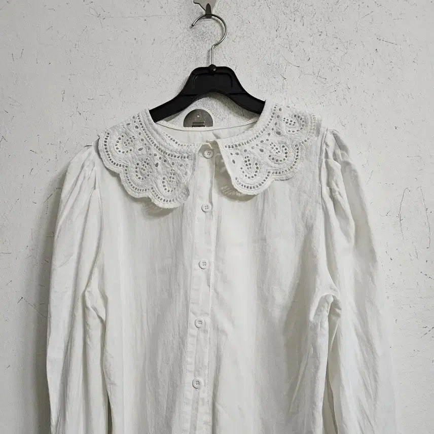 [BUNJANG] Lace Collar White Blouse / 레이스 칼라 화이트 블라우스