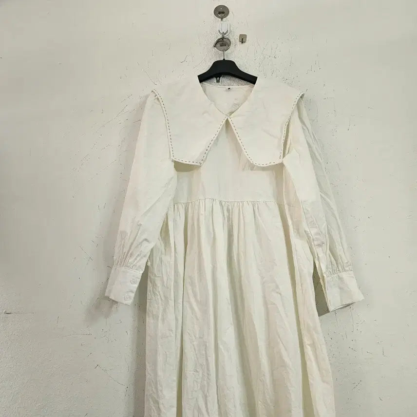 [BUNJANG] White Sailor Collar Long Dress / 화이트 세일러 카라 롱 원피스