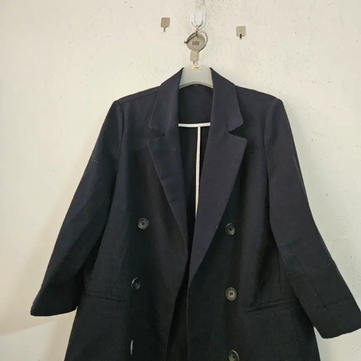 [BUNJANG] Black Double-Button Jacket Coat / 블랙 더블 버튼 자켓 코트