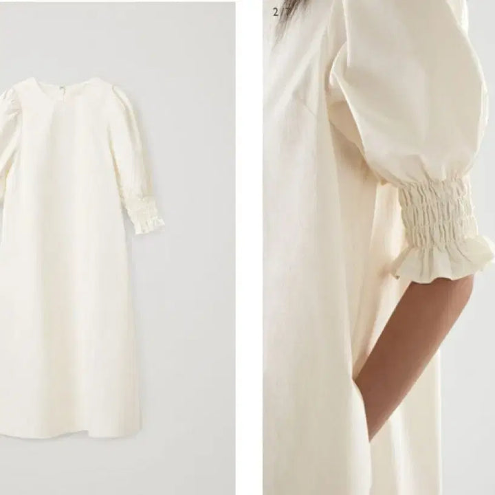 [BUNJANG] COS Smoking Puff Sleeve Midi Dress / COS 스모킹 퍼프 슬리브 미디 원피스
