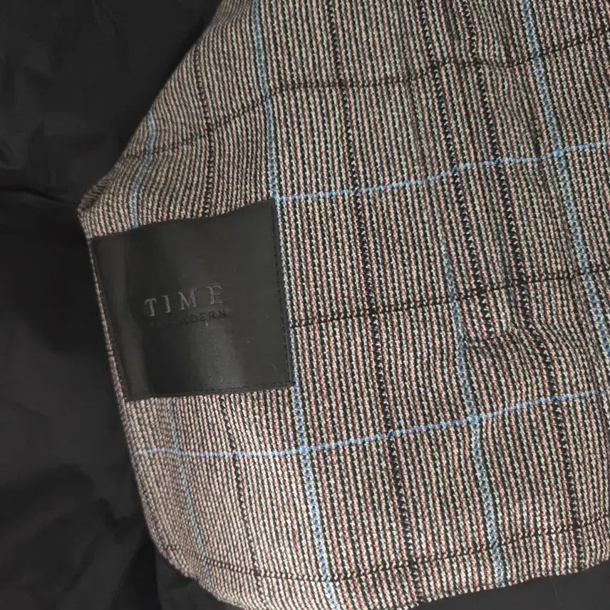 [BUNJANG] Time Homme Check Goose Short Padding - Gray (Size 100) / 타임옴므 정품 체크 구스 숏 패딩 그레이 100사이즈