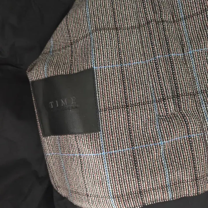 [BUNJANG] Time Homme Check Goose Short Padding - Gray (Size 100) / 타임옴므 정품 체크 구스 숏 패딩 그레이 100사이즈