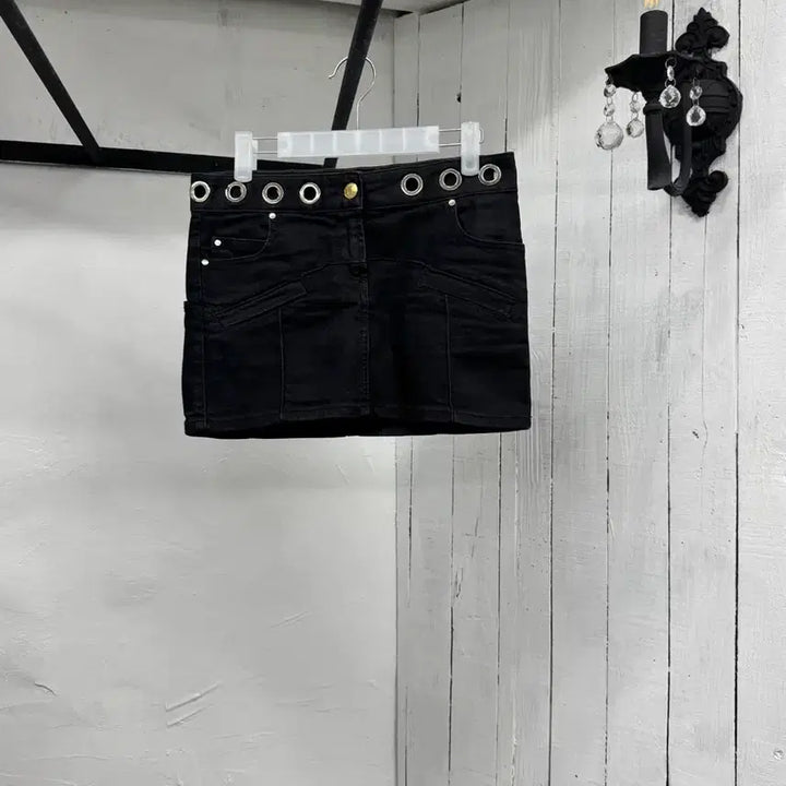 [BUNJANG] Balmain Black Leather Mini Skirt / 발망