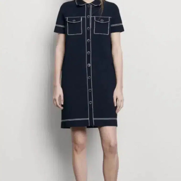 [BUNJANG] Sandro Stitch Midi Dress / 산드로 스티치 원피스