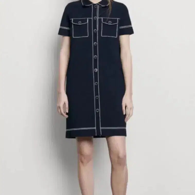 [BUNJANG] Sandro Stitch Midi Dress / 산드로 스티치 원피스