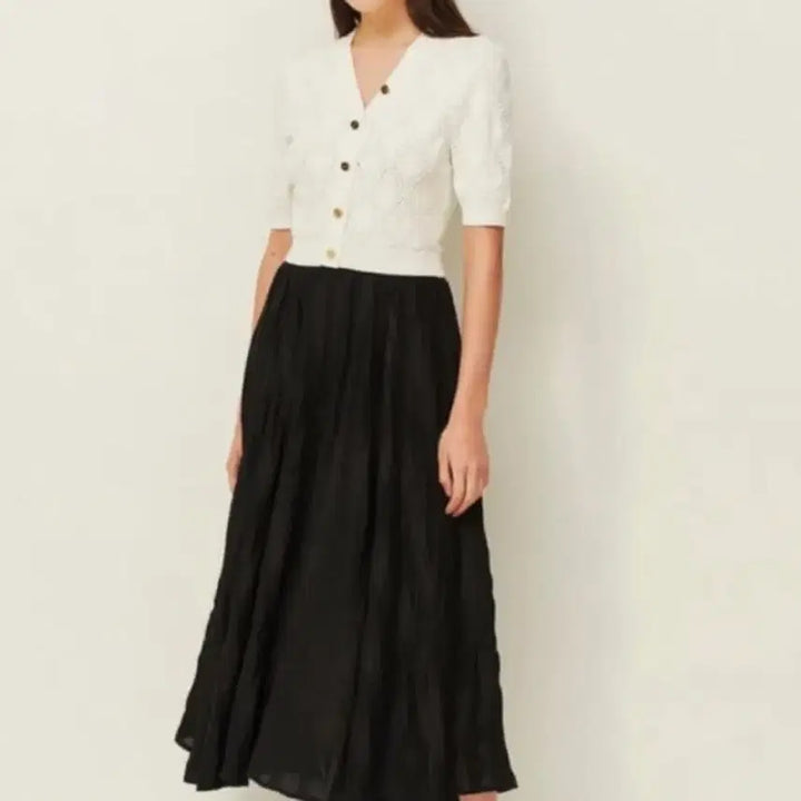 [BUNJANG] Sandro Dress Ivory Top Black Long Skirt / 산드로 원피스