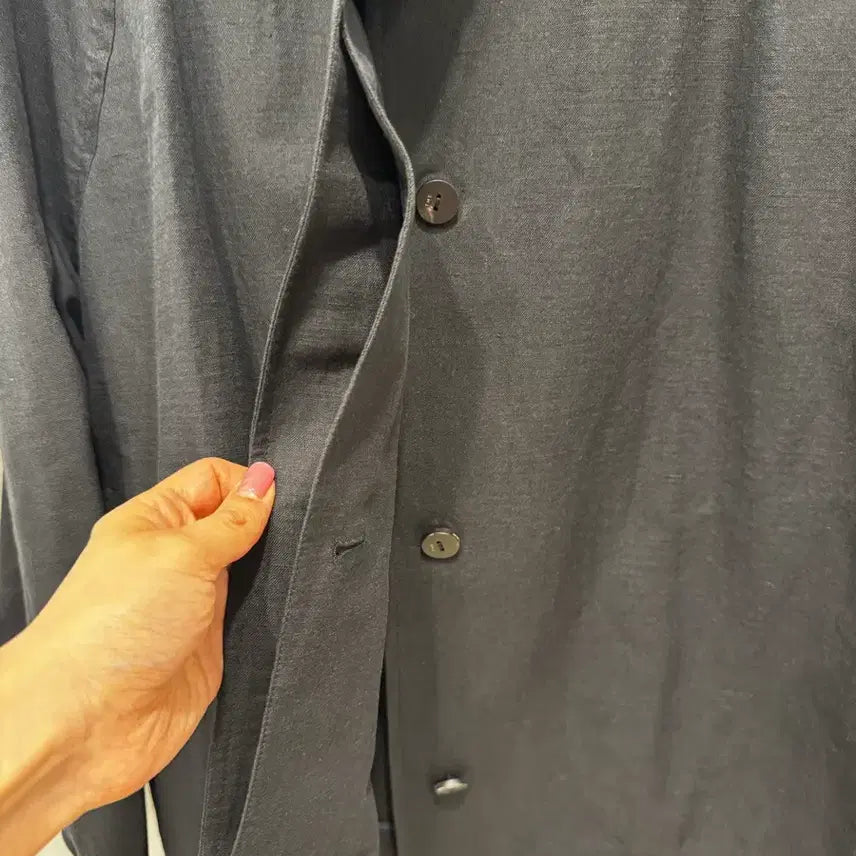 [BUNJANG] The Cashmere Black Collarless Linen Blend Jacket / 더캐시미어 노카라 자켓 / 한섬 린넨 자켓 / 블랙 미니멀