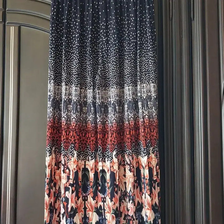 [BUNJANG] Patterned Wide-Leg Long Pants / 패턴 와이드 롱 치마바지