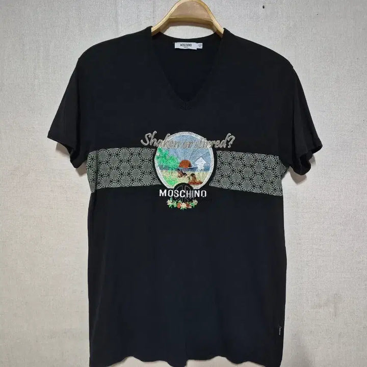 [BUNJANG] Moschino Black V-Neck Short Sleeve T-Shirt XL / 모스키노 블랙 V넥 반팔 티셔츠 (xl)