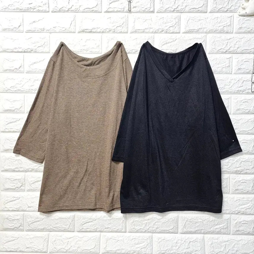[BUNJANG] Two-Pack 7/10 Sleeve T-Shirts / 칠부소매 티셔츠(2종)