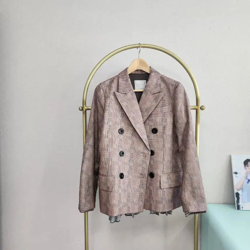[BUNJANG] Sacai Check Double Button Jacket Brown Women&