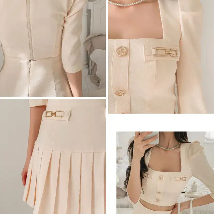 [BUNJANG] Vivien Princess Imported Clothing Two-Piece Set - Crop Jacket &amp; Pleated Skirt / 비비공주 수입의류 투피스 셋업 / 크롭 자켓 &amp; 플리츠 스커트 세트