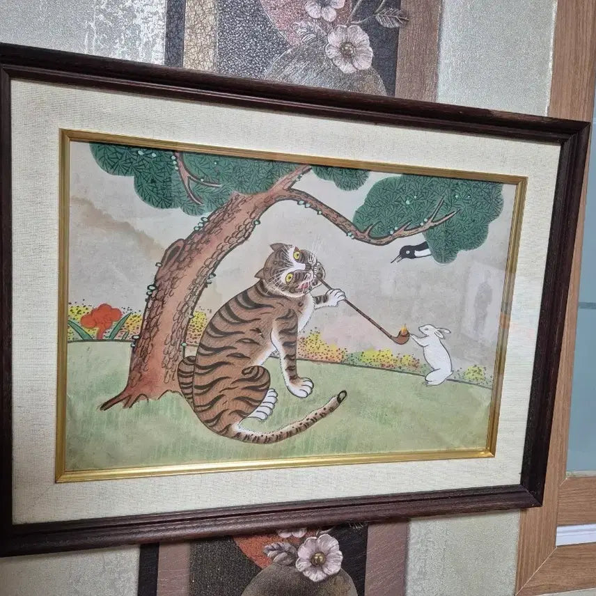 [BUNJANG] Authentic Minwha Painting: Magpie and Tiger / 55   41 센치 민화그림진품 까치호랑이