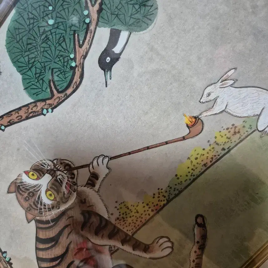 [BUNJANG] Authentic Minwha Painting: Magpie and Tiger / 55   41 센치 민화그림진품 까치호랑이