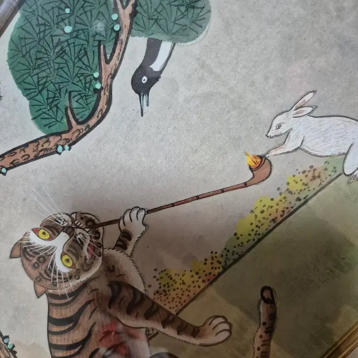 [BUNJANG] Authentic Minwha Painting: Magpie and Tiger / 55   41 센치 민화그림진품 까치호랑이