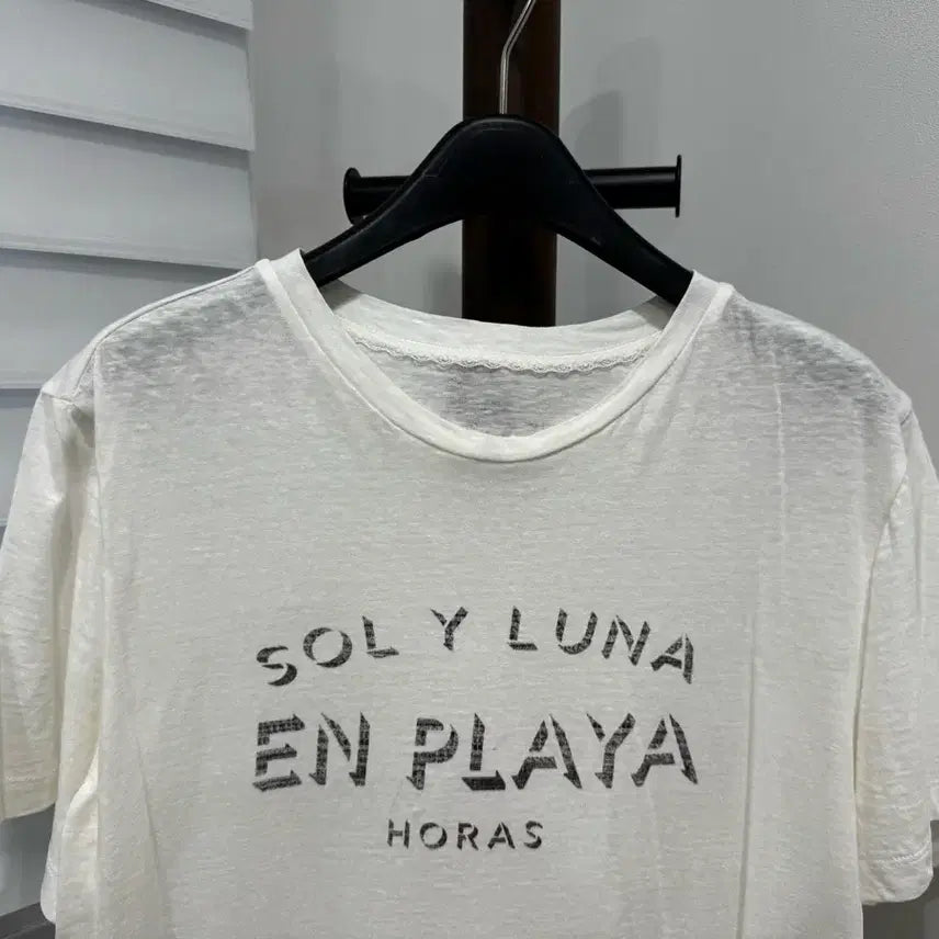 [BUNJANG] Hansome White Printing Short Sleeve T-Shirt / 한섬 반팔 티 / 프린팅 티셔츠 / 화이트 / 드라이관리