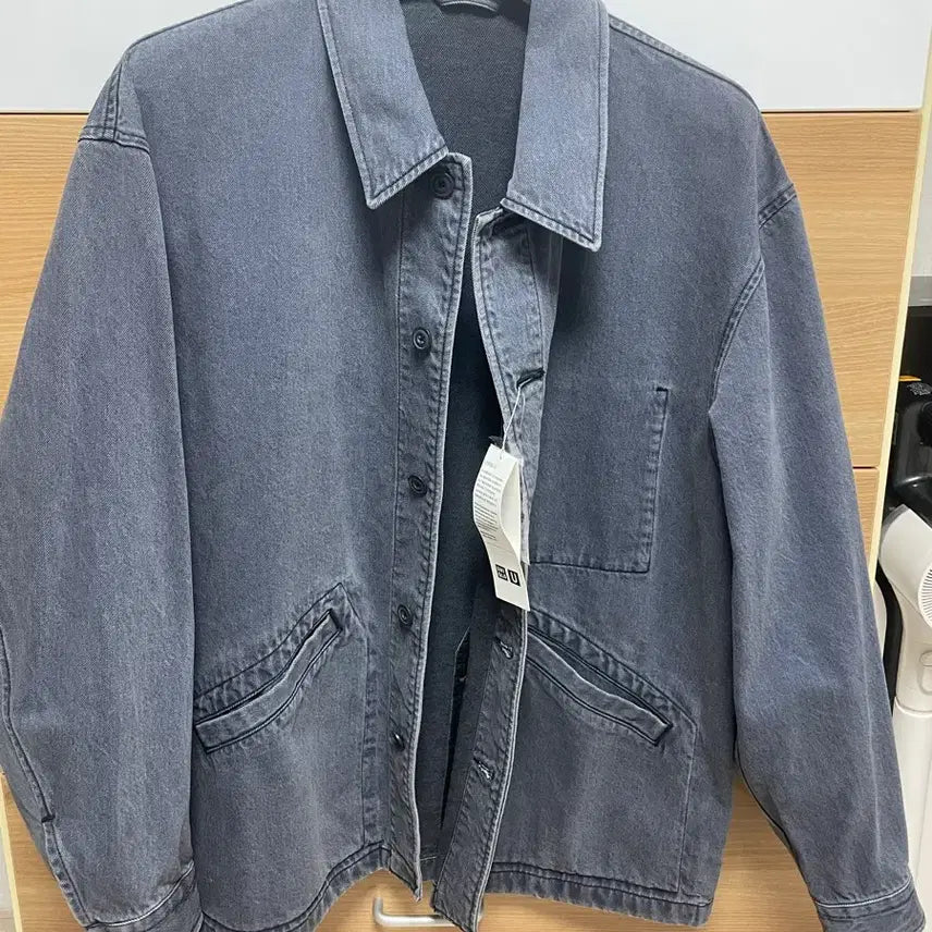 [BUNJANG] Uniqlo Oversized Denim Jacket Grey / 유니클로 오버사이즈 데님 자켓 그레이