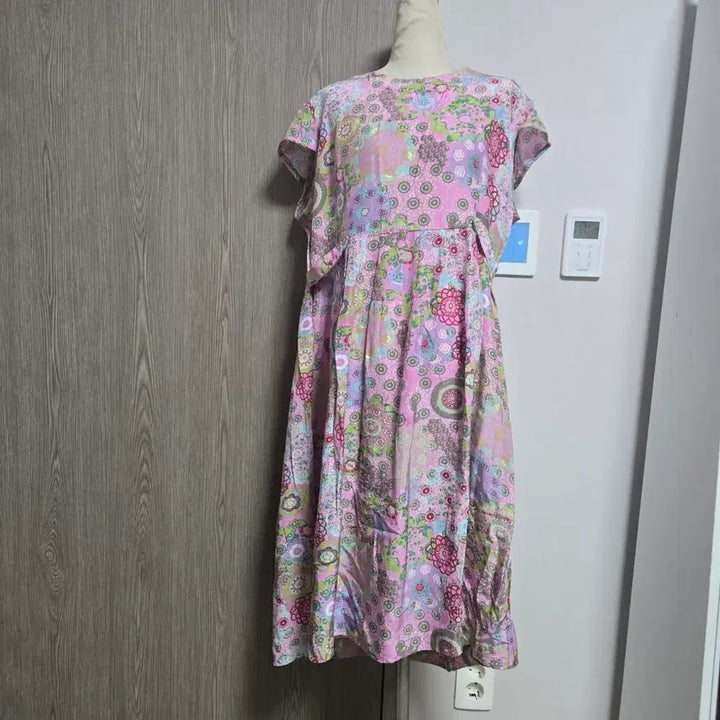 [BUNJANG] Ingyeonsarang Flower Pattern Long Dress Pink / 인견사랑 플라워 패턴 핑크 롱 원피스