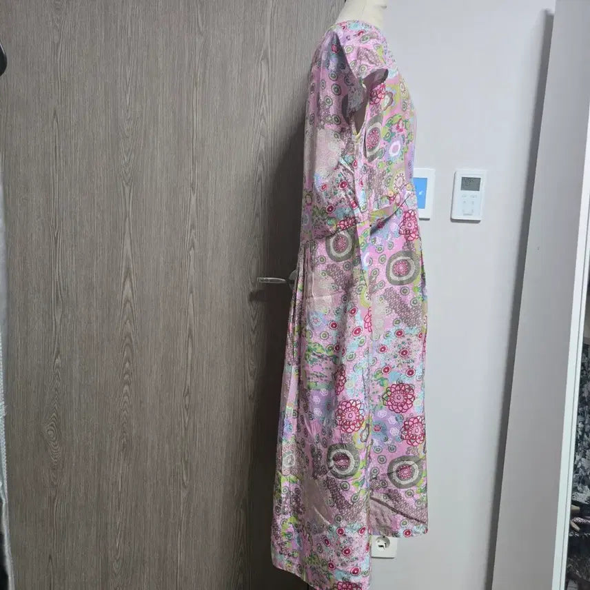 [BUNJANG] Ingyeonsarang Flower Pattern Long Dress Pink / 인견사랑 플라워 패턴 핑크 롱 원피스