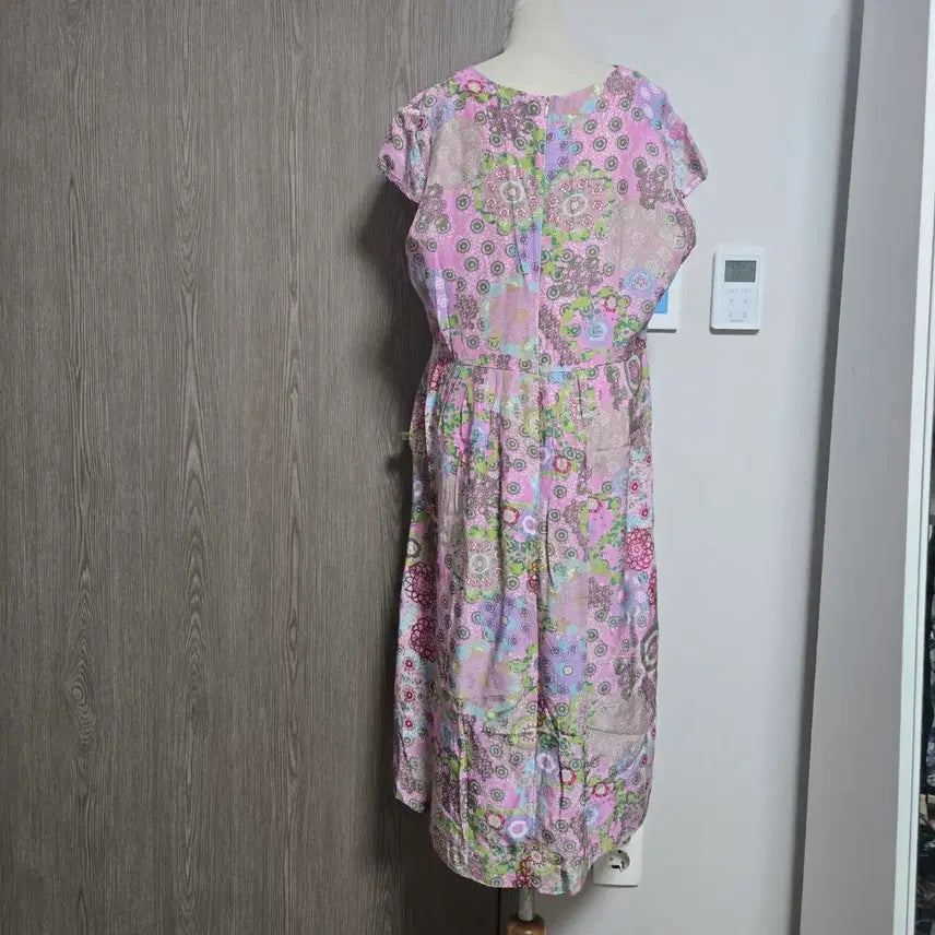 [BUNJANG] Ingyeonsarang Flower Pattern Long Dress Pink / 인견사랑 플라워 패턴 핑크 롱 원피스