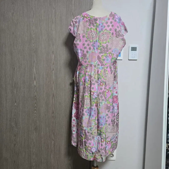 [BUNJANG] Ingyeonsarang Flower Pattern Long Dress Pink / 인견사랑 플라워 패턴 핑크 롱 원피스