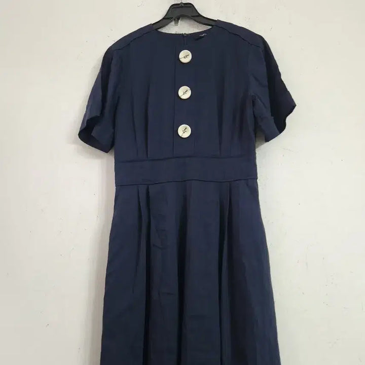 [BUNJANG] Navy Long Dress Button Detail / 네이비 롱 원피스 단추 장식
