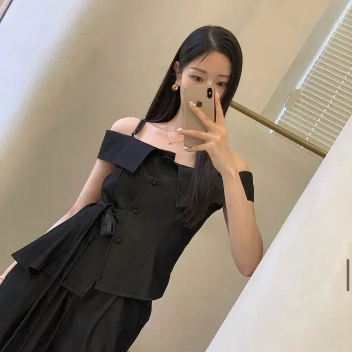[BUNJANG] Lightmi Off-Shoulder Wide Setup Set / 택포) 라이트미 오프숄더 와이드 셋업 세트