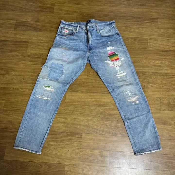 [BUNJANG] Polo Sullivan Slim Patch Damage Denim Jeans (33) / 폴로 설리번슬림 패치 데미지 데님 허리33