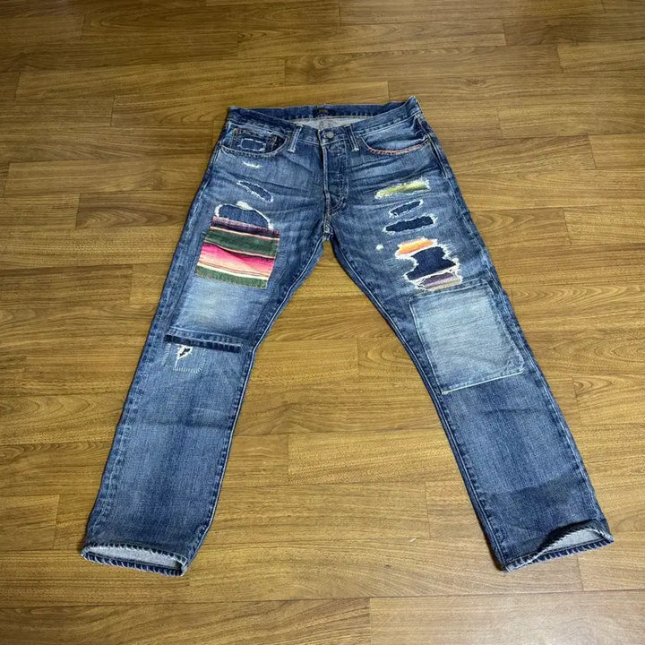 [BUNJANG] Polo Ralph Lauren Berwick Slim Straight Patchwork Denim Jeans (W32 L30) / 폴로 베릭슬림 스트레이트 패치워크 데님 허리32 기장30 노수선