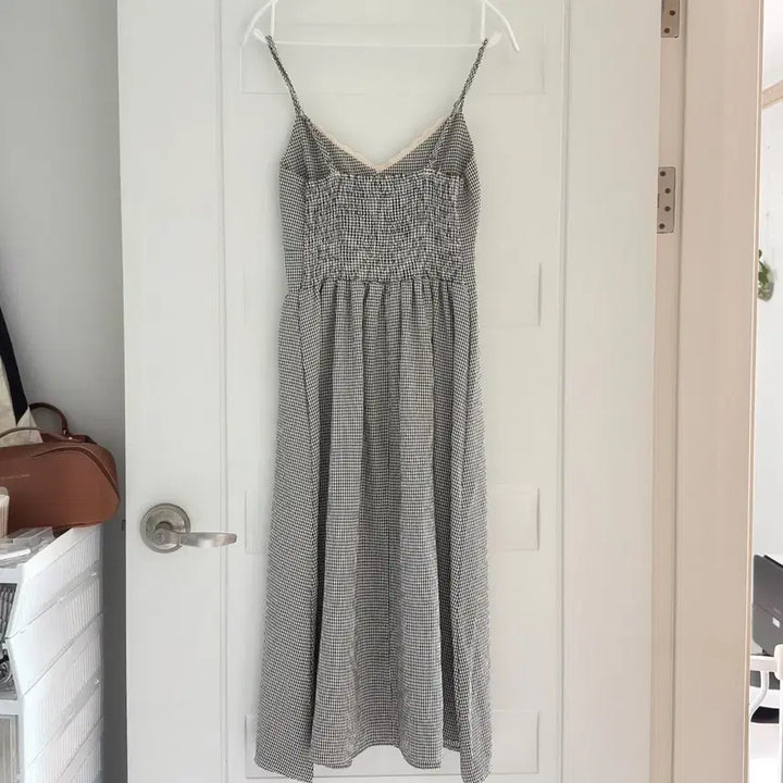[BUNJANG] Gingham Check Lace Long Dress / 깅엄체크 레이스 롱 원피스