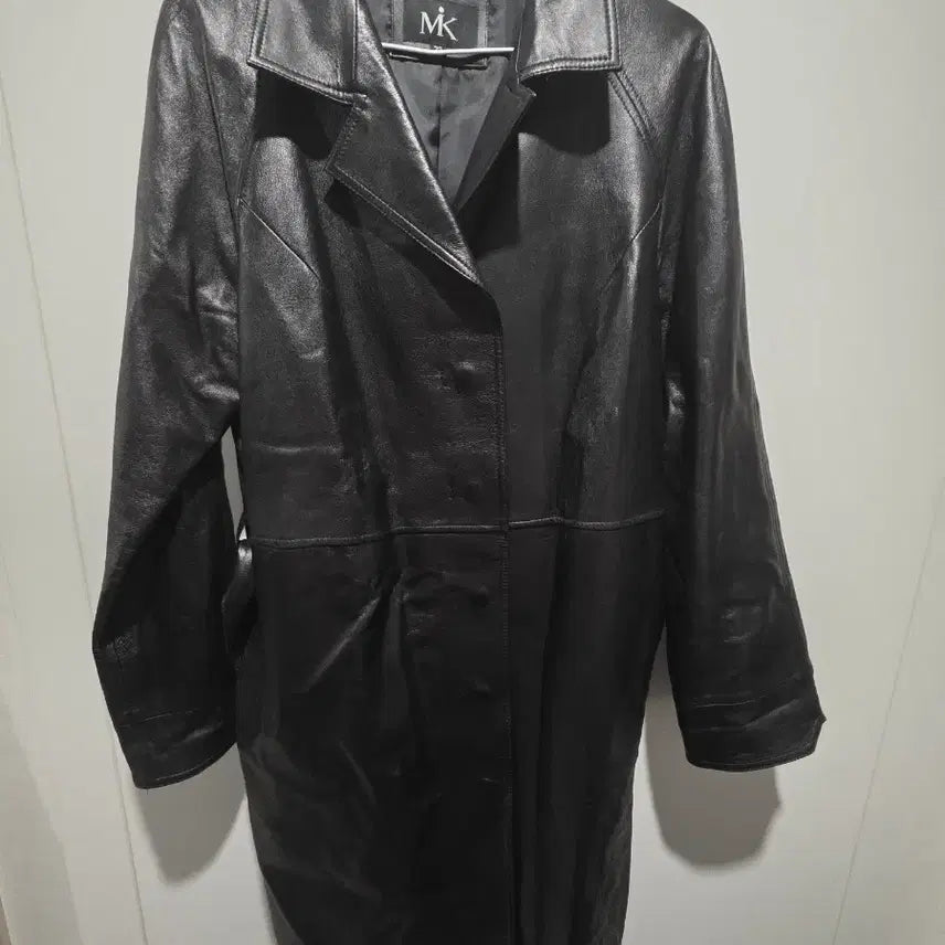 [BUNJANG] MK Black Lambskin Long Coat - Size 77 / MK 블랙 양가죽 롱 코트77