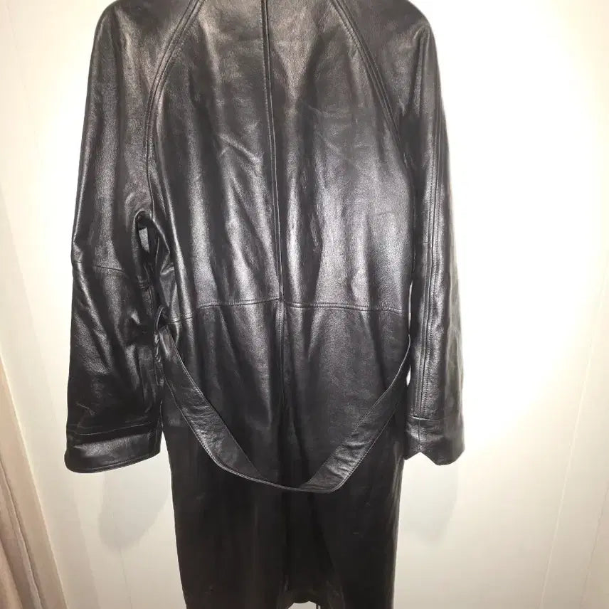 [BUNJANG] MK Black Lambskin Long Coat - Size 77 / MK 블랙 양가죽 롱 코트77