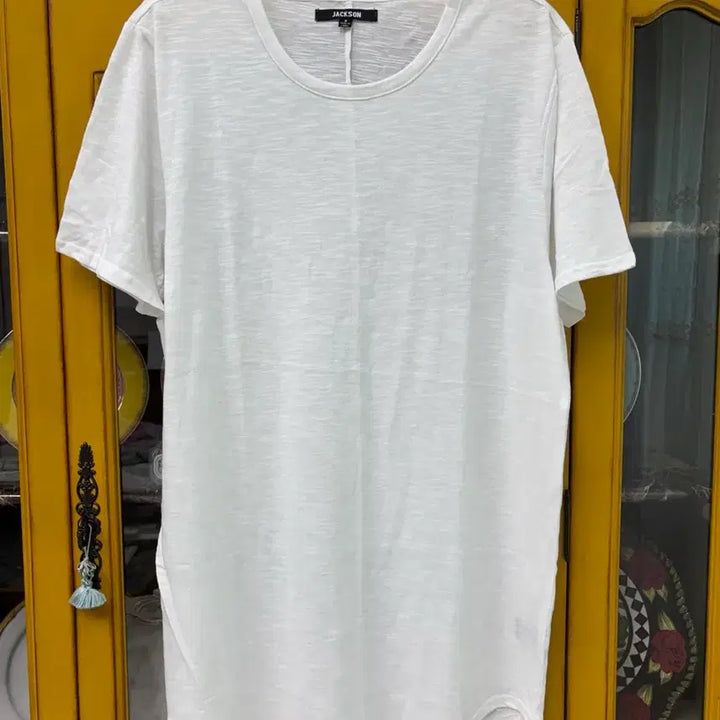[BUNJANG] White Slub Short Sleeve Midi Dress / 새상품 반값택포) 여리핏 화이트 슬라브 반팔티 미디원피스 데일리