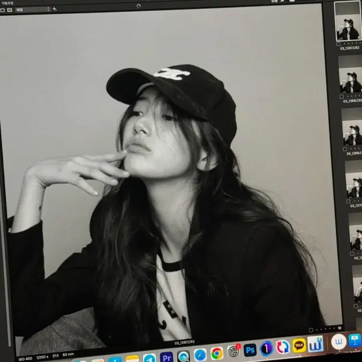 [BUNJANG] Celine Triomphe Cotton Gabardine Baseball Cap (Size M, Black) / (정품) 셀린느 트리옹프 볼캡 (M)