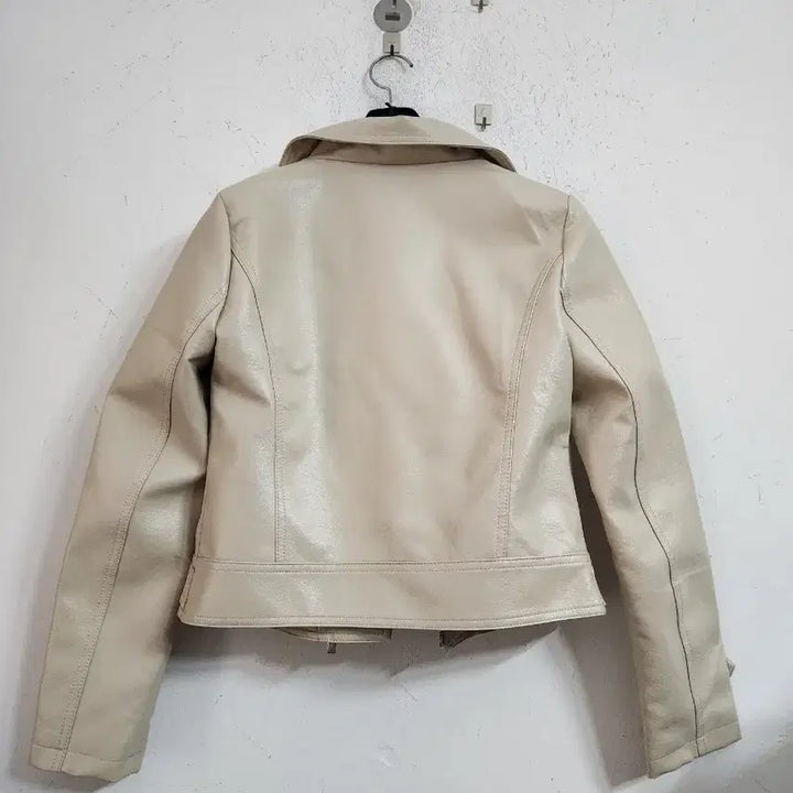 [BUNJANG] Ivory Leather Rider Cropped Jacket / 아이보리 레더 라이더 크롭자켓