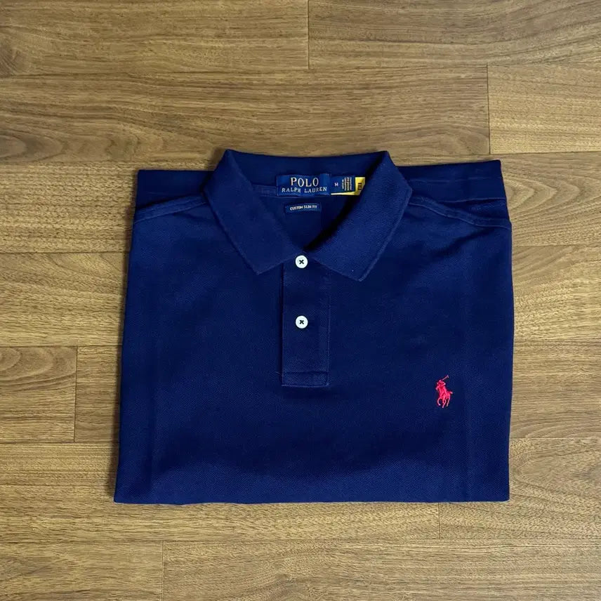 [BUNJANG] Polo Custom Slim Fit Crest Mesh Polo Shirt Navy M / 폴로 커스텀슬림핏 크레스트 메시 폴로셔츠 네이비 M