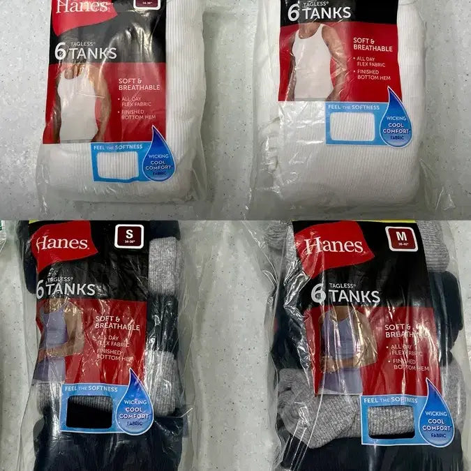 [BUNJANG] Hanes Tank Top Sleeveless Black US S/M / 헤인즈 나시 2장 화이트 그레이 S M 미국판 국내배송 탱크탑