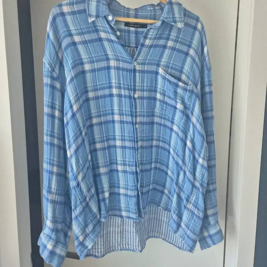 [BUNJANG] Hachingroom Classic Doubleface Check Shirt Blue White / [4] 해칭룸 클래식 셔츠 더블페이스 체크 블루 화이트