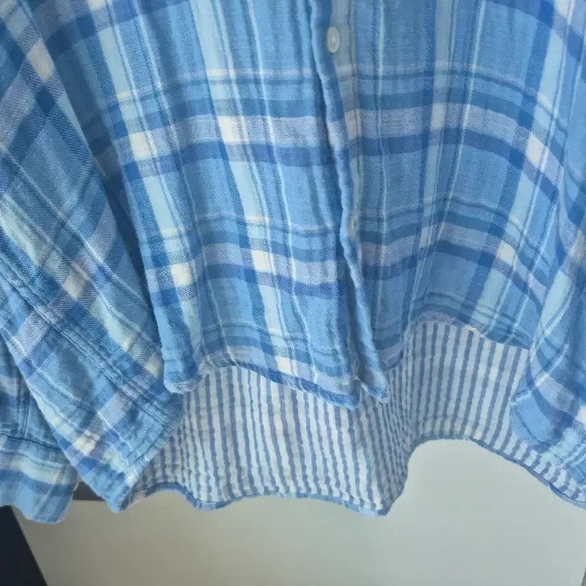 [BUNJANG] Hachingroom Classic Doubleface Check Shirt Blue White / [4] 해칭룸 클래식 셔츠 더블페이스 체크 블루 화이트