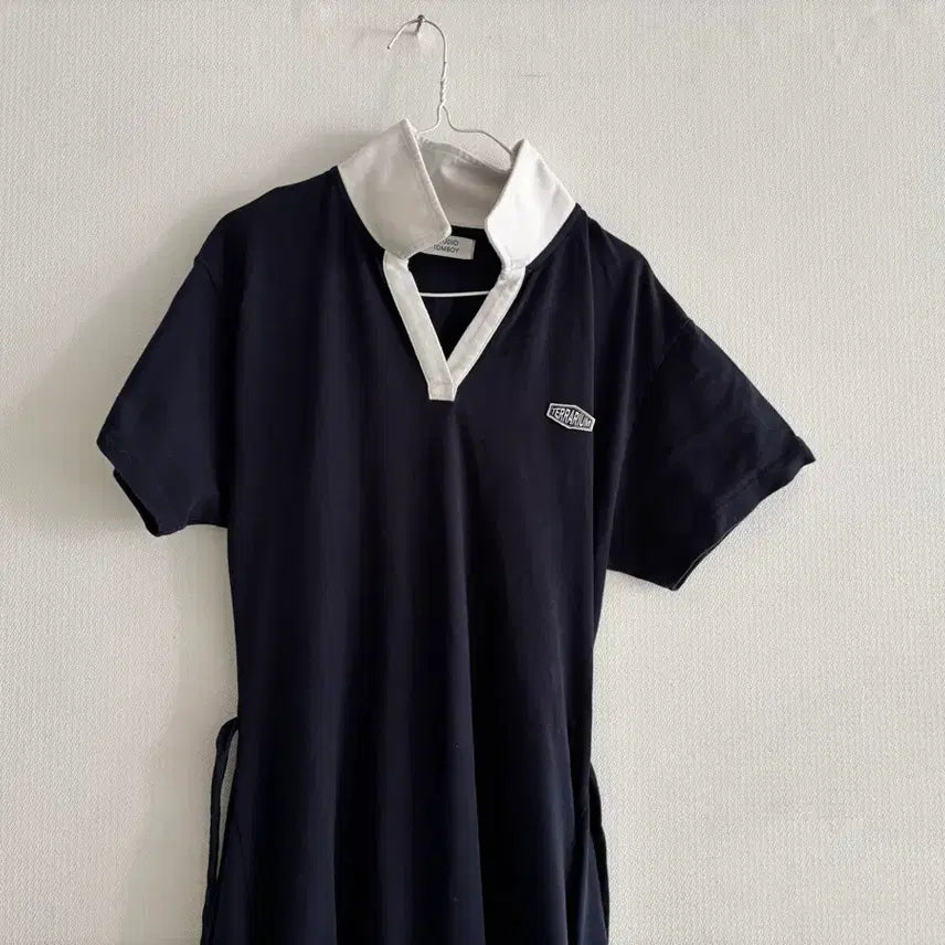 [BUNJANG] Studio Tomboy Navy Collar Midi Dress / 스튜디오 톰보이 네이비 카라 원피스