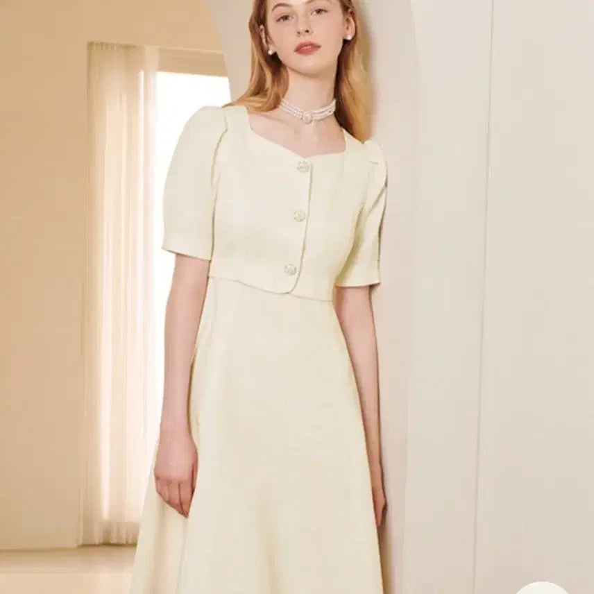 [BUNJANG] SOUP Sky Blue Puff Sleeve Dress / SOUP 하늘색 퍼프소매 원피스(새상품)