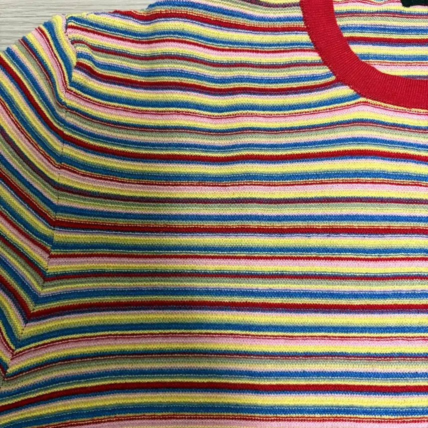 [BUNJANG] Zara Rainbow Knit Short Sleeve T-Shirt (M) / 자라 무지개 니트 반팔(M)