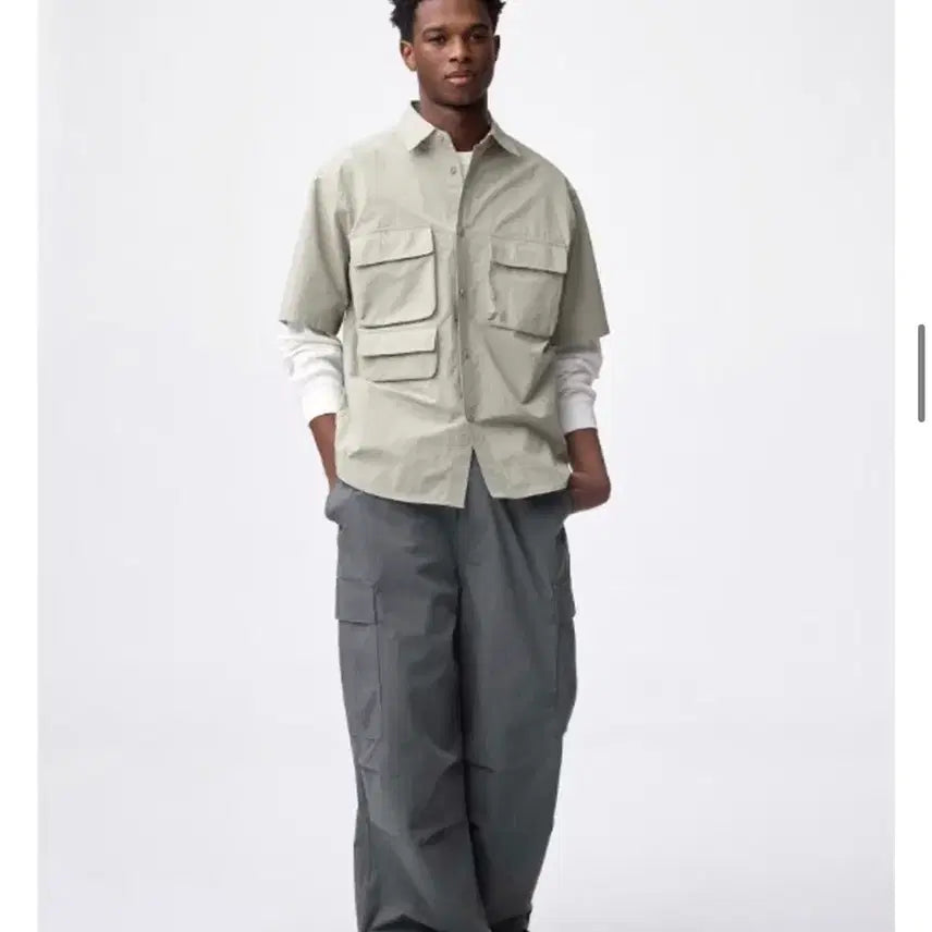 [BUNJANG] GU Super Wide Cargo Pants Grey L / GU 슈퍼와이드 카고 팬츠 그레이 L 새상품