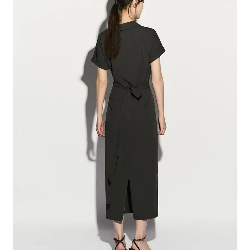 [BUNJANG] RE RHEE Drape Midi Shirt Dress Charcoal L / (새제품) 리이 RE RHEE 드레이핑 미디 셔츠 원피스 차콜 L