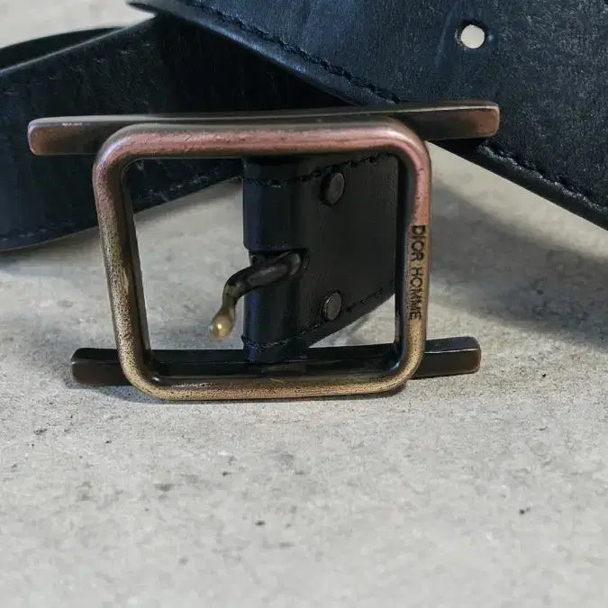 [BUNJANG] Dior Homme 2005 AW Hedi Slimane Brass Buckle Leather Belt / 디올 옴므 2005 AW 헤디 슬리만 H 황동버클 가죽 벨트