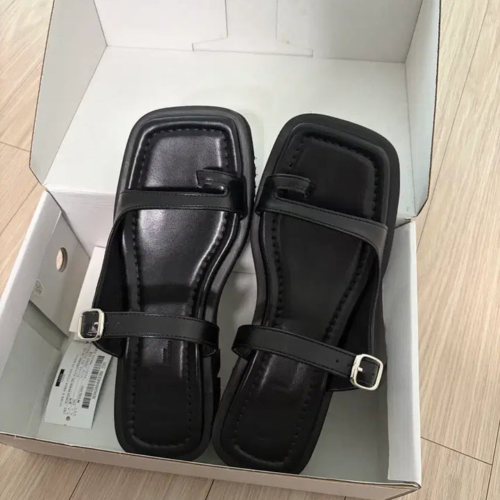 [BUNJANG] Sesto Square Toe Flip Flops Black / 세스띠 스퀘어토 플립플랍
