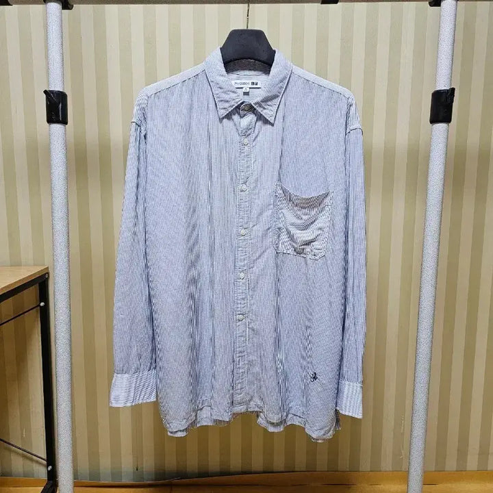 [BUNJANG] Uniqlo x JWA Linen Blend Blue Stripe Shirt XL / 유니클로 셔츠 린넨 XL