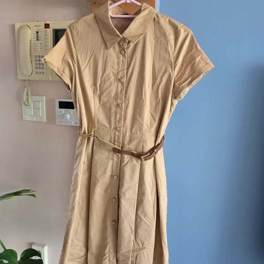 [BUNJANG] Andbe Girls Beige Shirt Dress / Andbe Girls 베이지 셔츠 원피스 거의새것