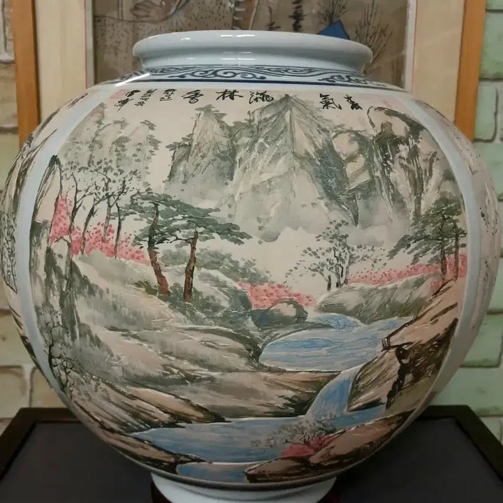 [BUNJANG] Seolbong Park Chan-jong Landscape Porcelain Vase / 산수도 도자기 화병 .설봉 박찬종