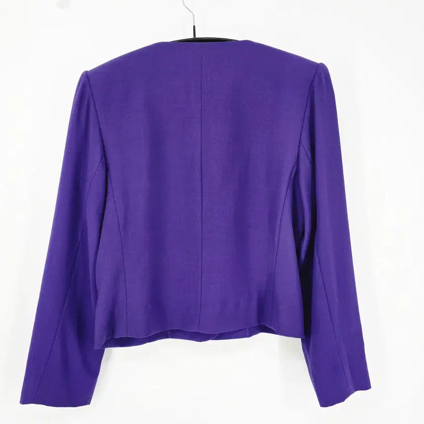 [BUNJANG] Yves Saint Laurent Purple Button Cropped Wool Jacket / 입생로랑 퍼플 버튼 크롭 자켓